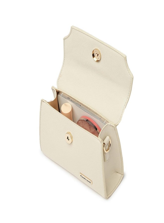 Fastrack Women’s White Satchel | Multi-Carry Bag with Faux-Leather Handle, Adjustable Strap & Quick-Access Pocket - Image 2